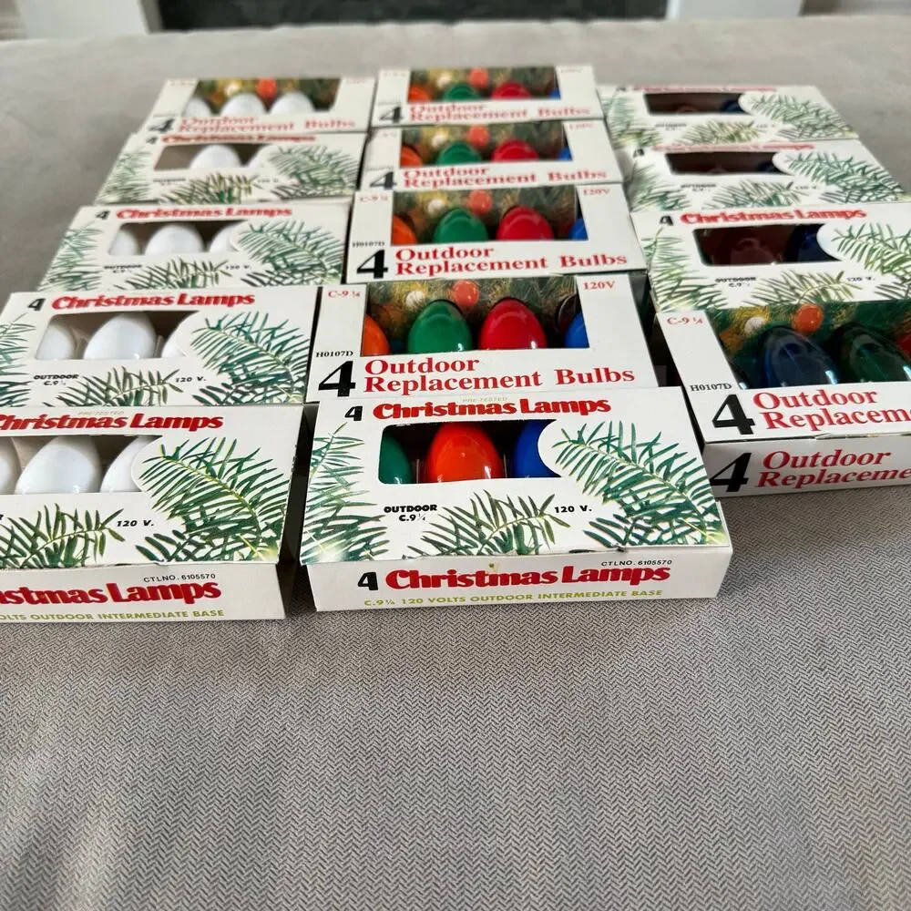 Vintage C9 Christmas Light Replacement Bulbs 4 Packs Multicolor White Lot of 52